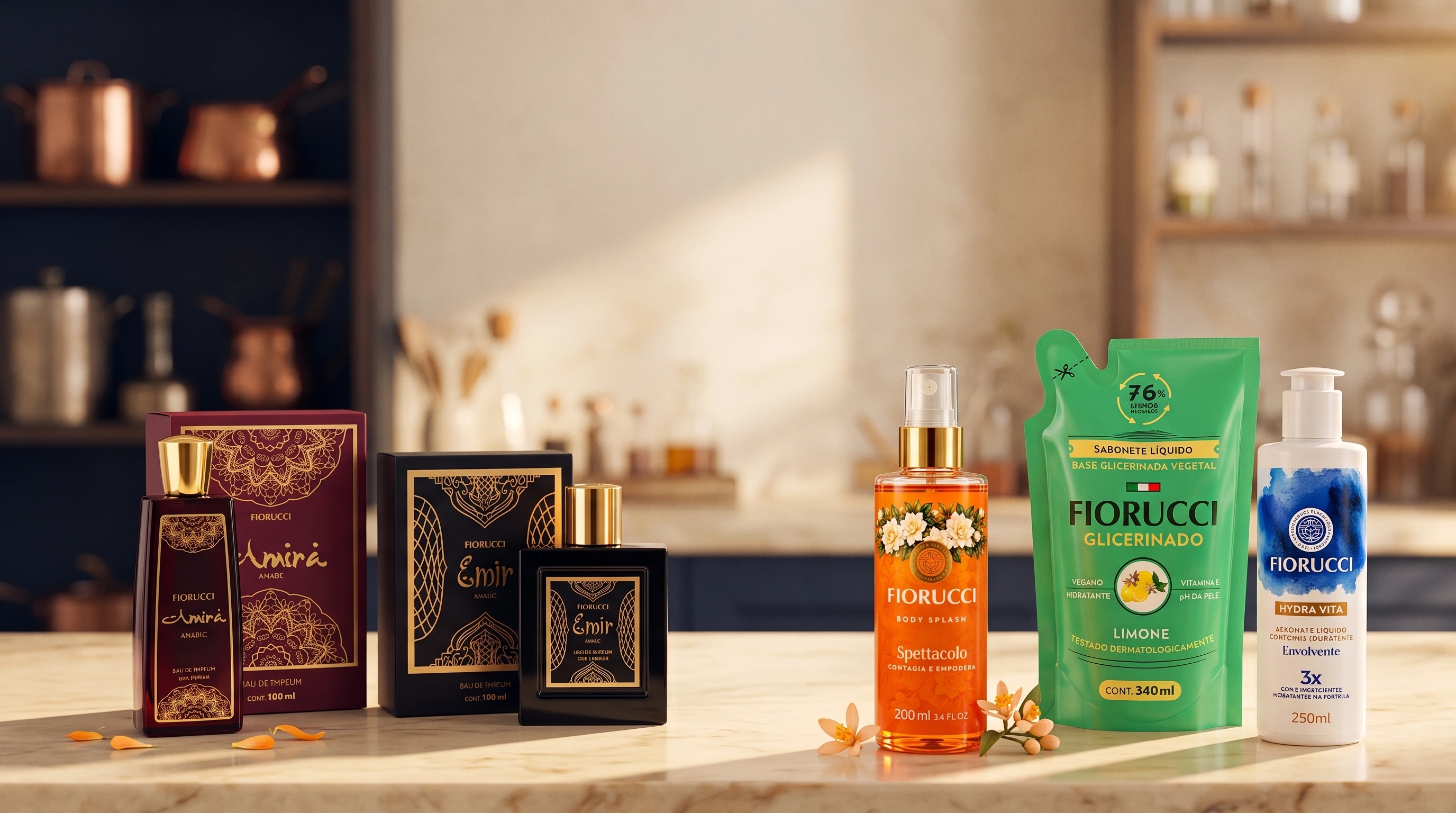 Portf&oacute;lio Fiorucci: perfumaria feminina e masculina, body splash, infantil e sabonetes