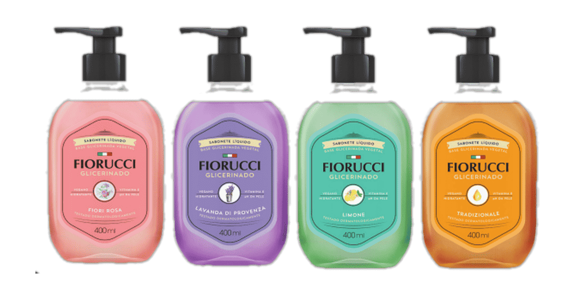 Fiorucci Sabonete Glicerinado, linha completa de fragrâncias, 400 ml